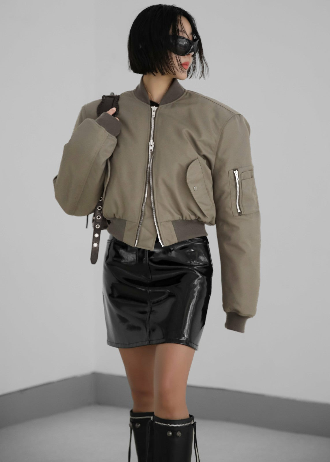 Mati Cropped Padded Bomber Olive - Women