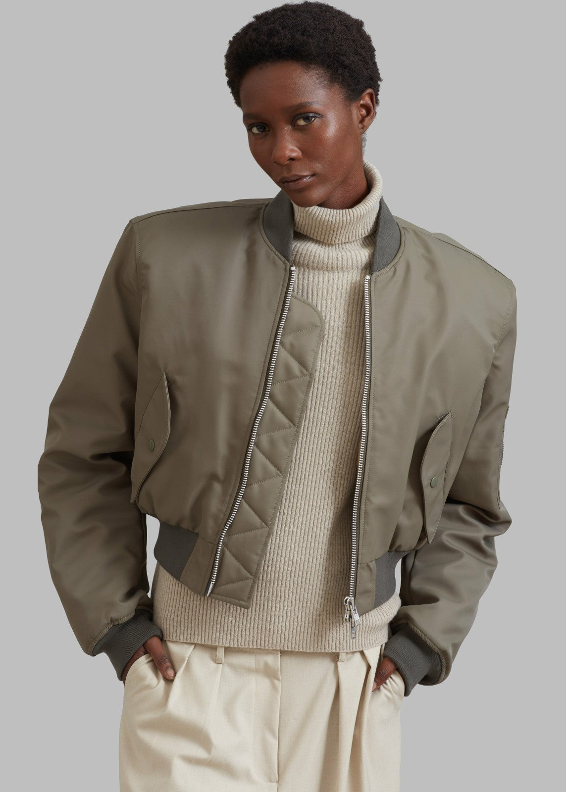 Mati Cropped Padded Bomber Olive - Women
