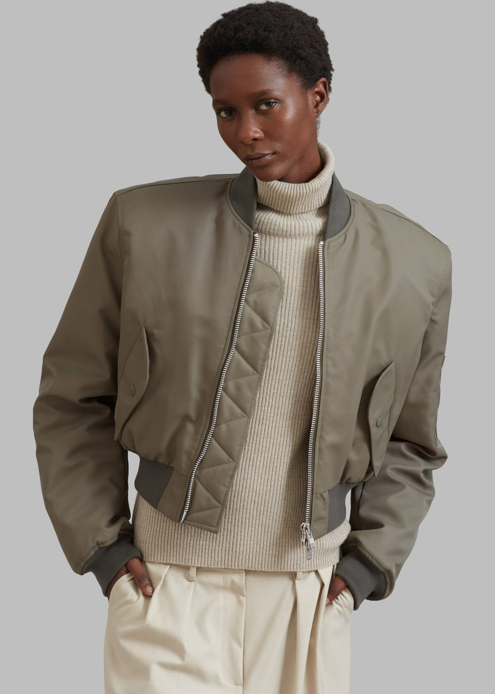 Mati Cropped Padded Bomber Olive - Women
