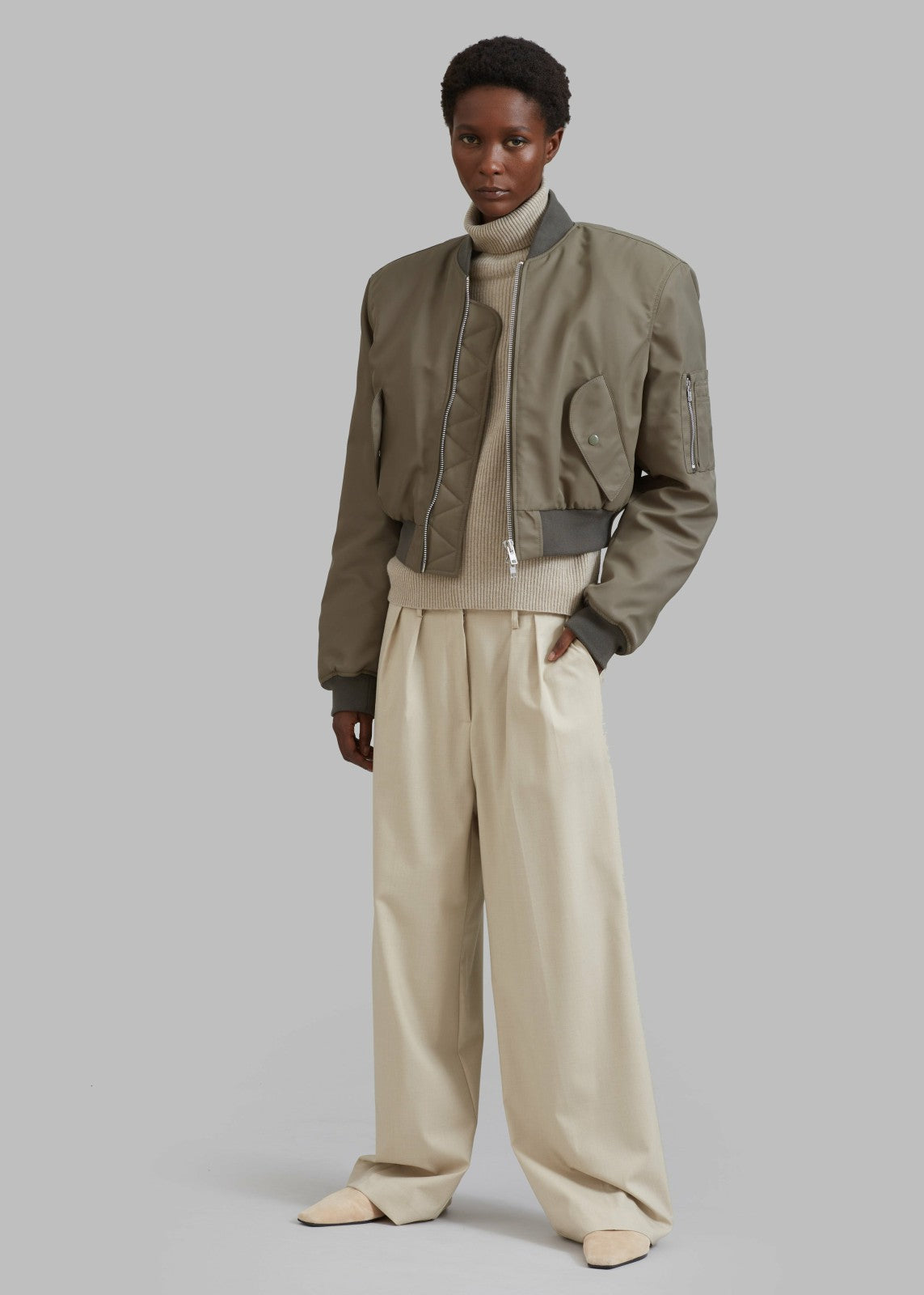 Mati Cropped Padded Bomber Olive - Women