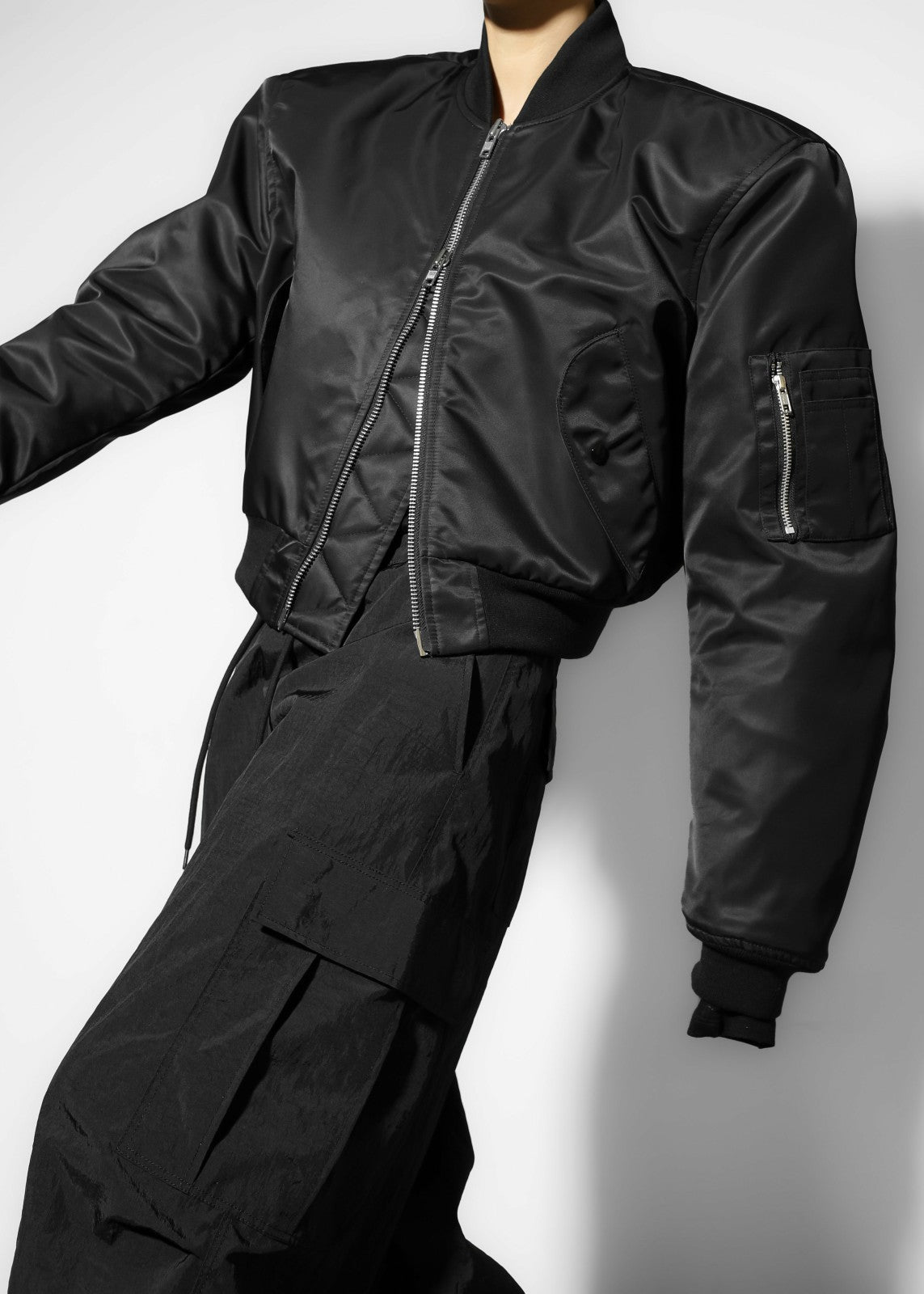 Mati Cropped Padded Bomber Black - Women