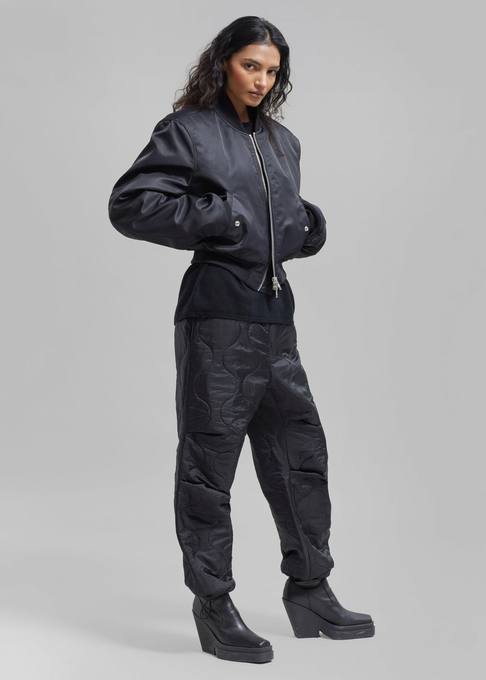 Mati Cropped Padded Bomber Black - Women