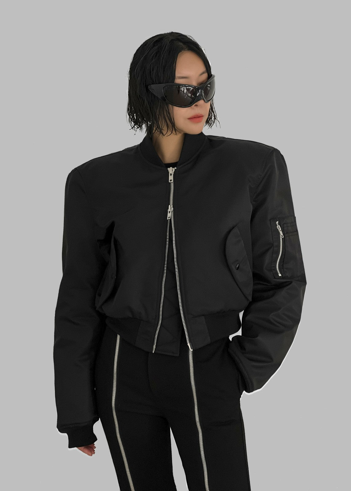 Mati Cropped Padded Bomber Black - Women