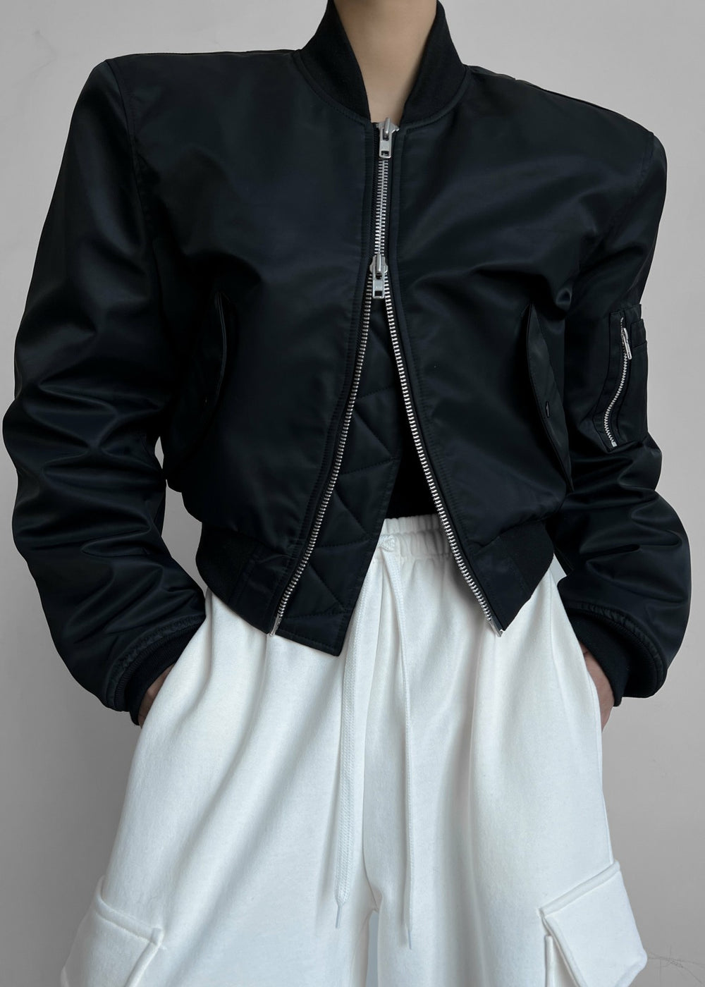 Mati Cropped Padded Bomber Black - Women