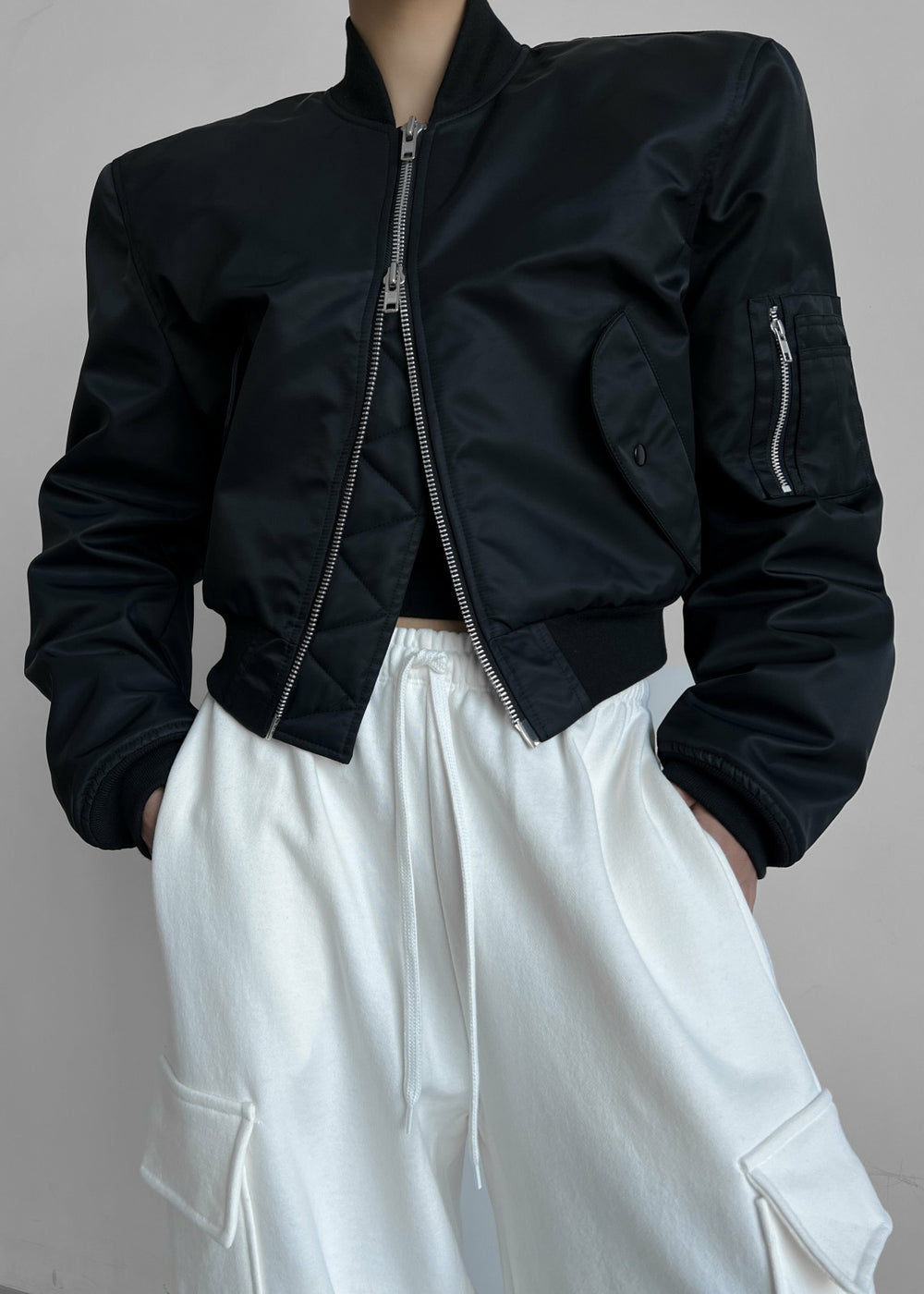Mati Cropped Padded Bomber Black - Women