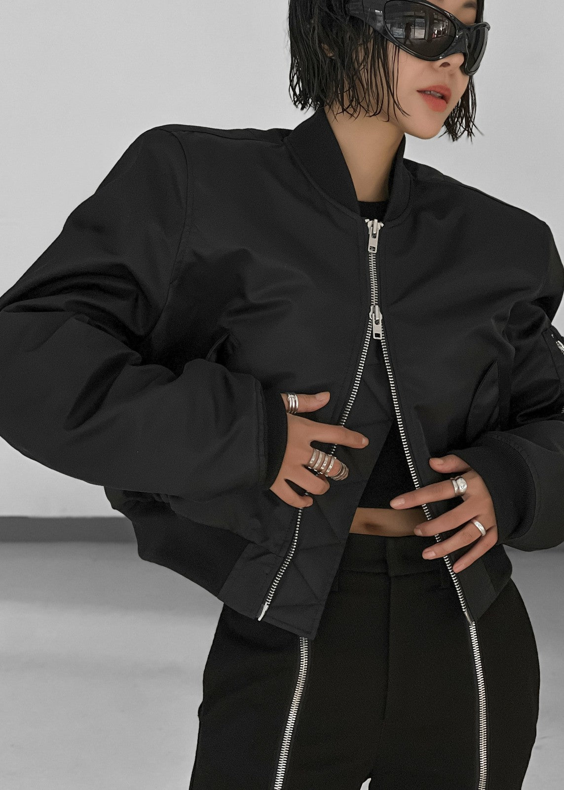 Mati Cropped Padded Bomber Black - Women