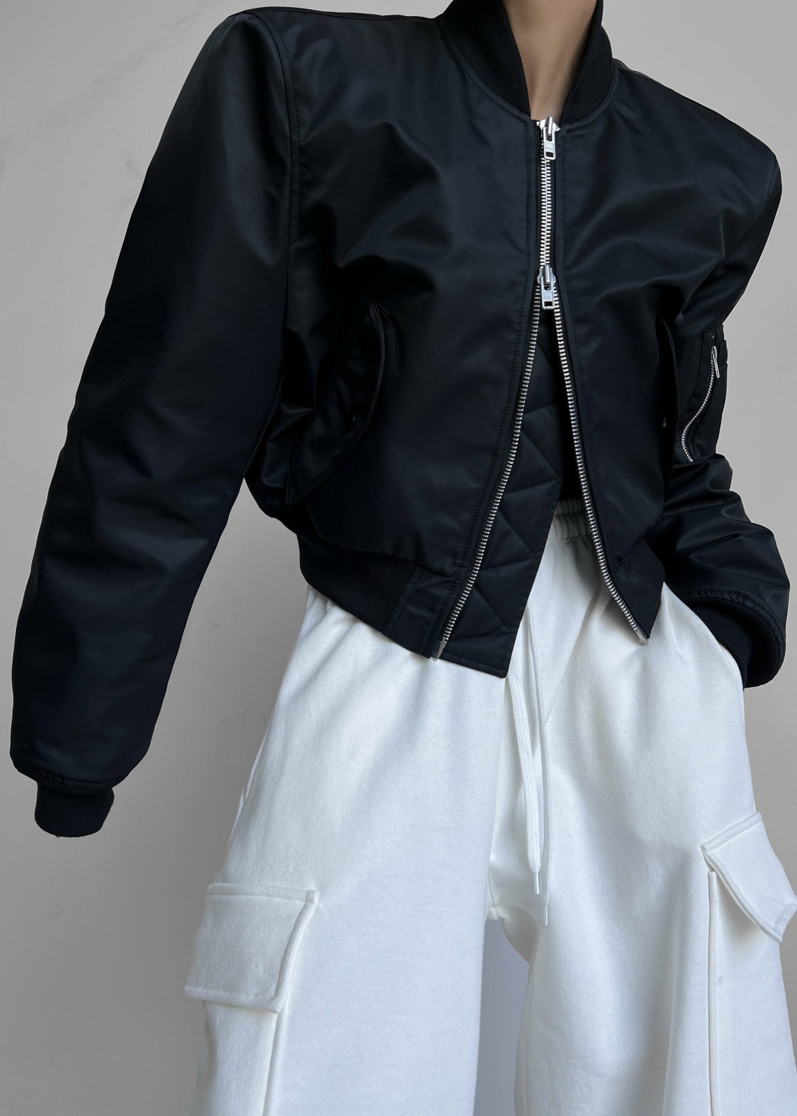 Mati Cropped Padded Bomber Black - Women
