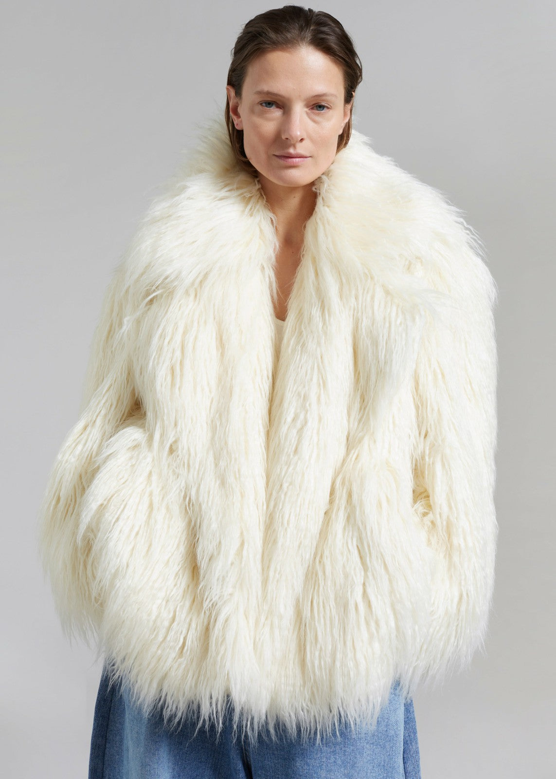 Liza Short Faux Fur Coat Off White - Women