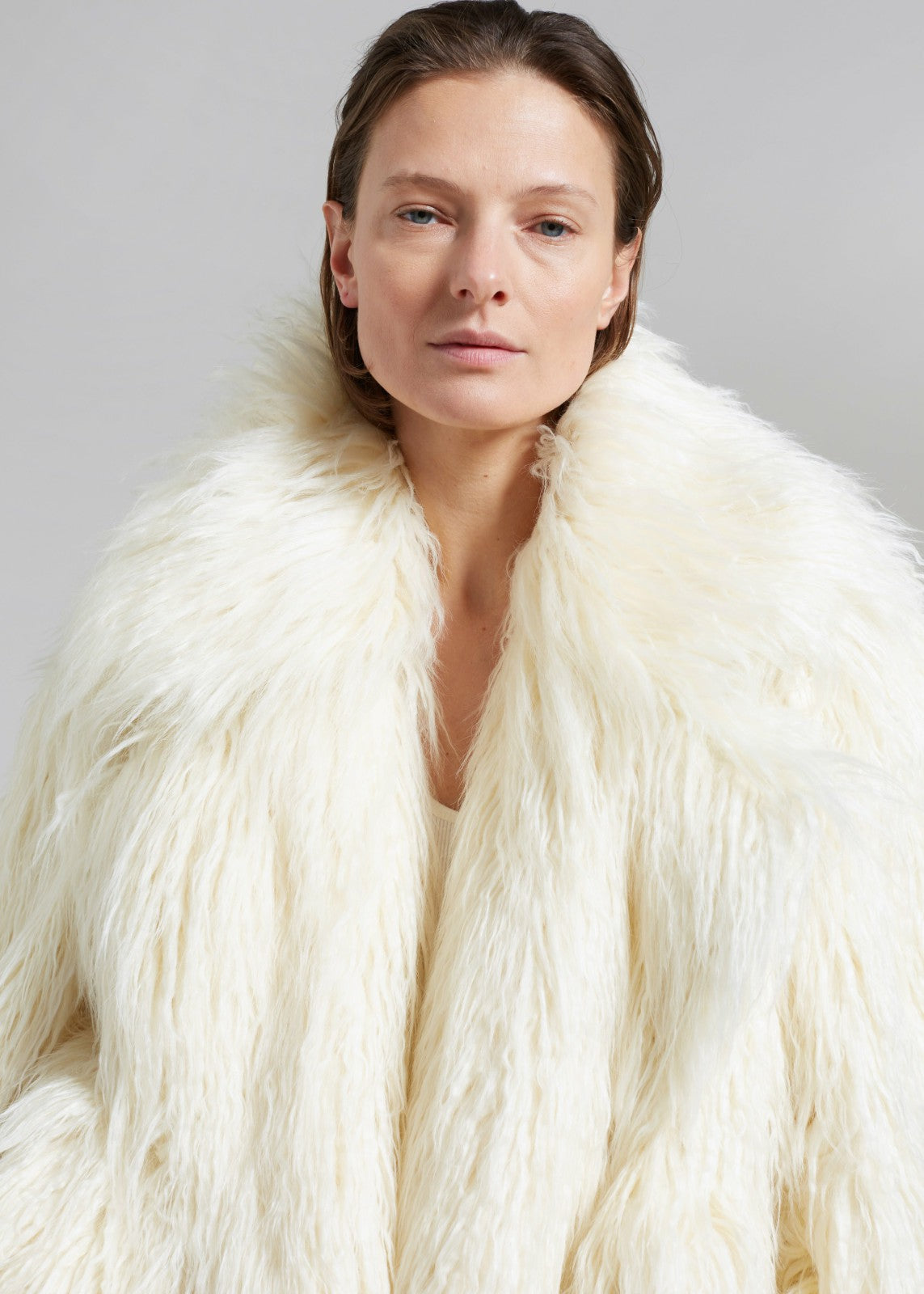 Liza Short Faux Fur Coat Off White - Women