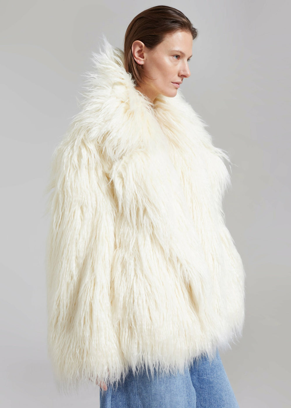 Liza Short Faux Fur Coat Off White - Women