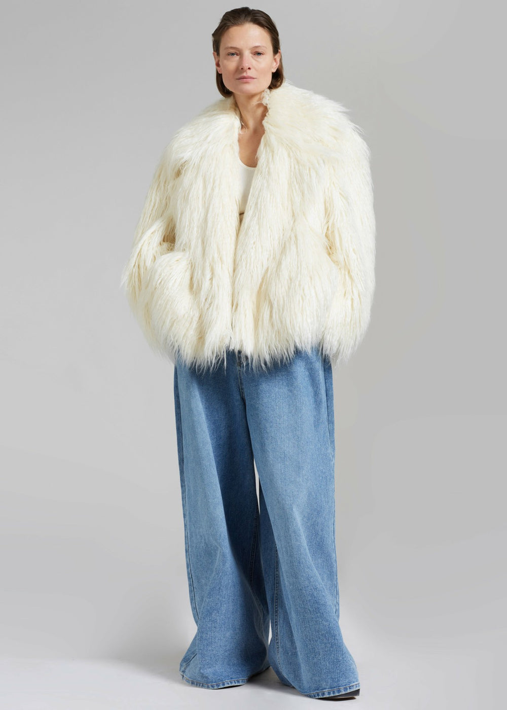 Liza Short Faux Fur Coat Off White - Women