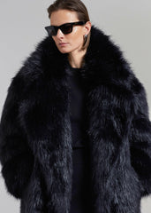 Joan Long Faux Fur Coat Black - Women
