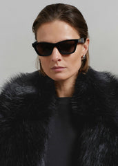 Joan Long Faux Fur Coat Black - Women