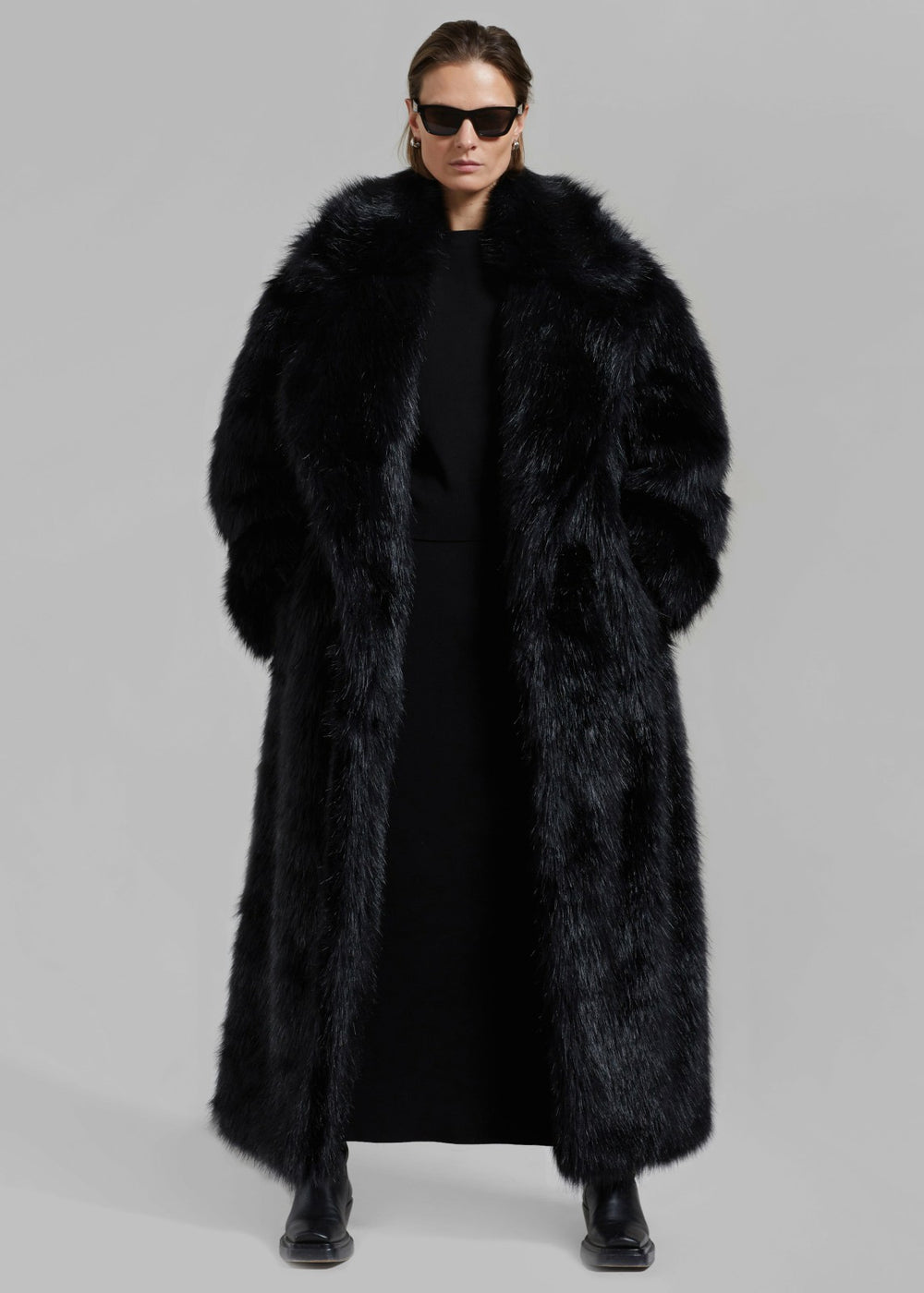 Joan Long Faux Fur Coat Black - Women