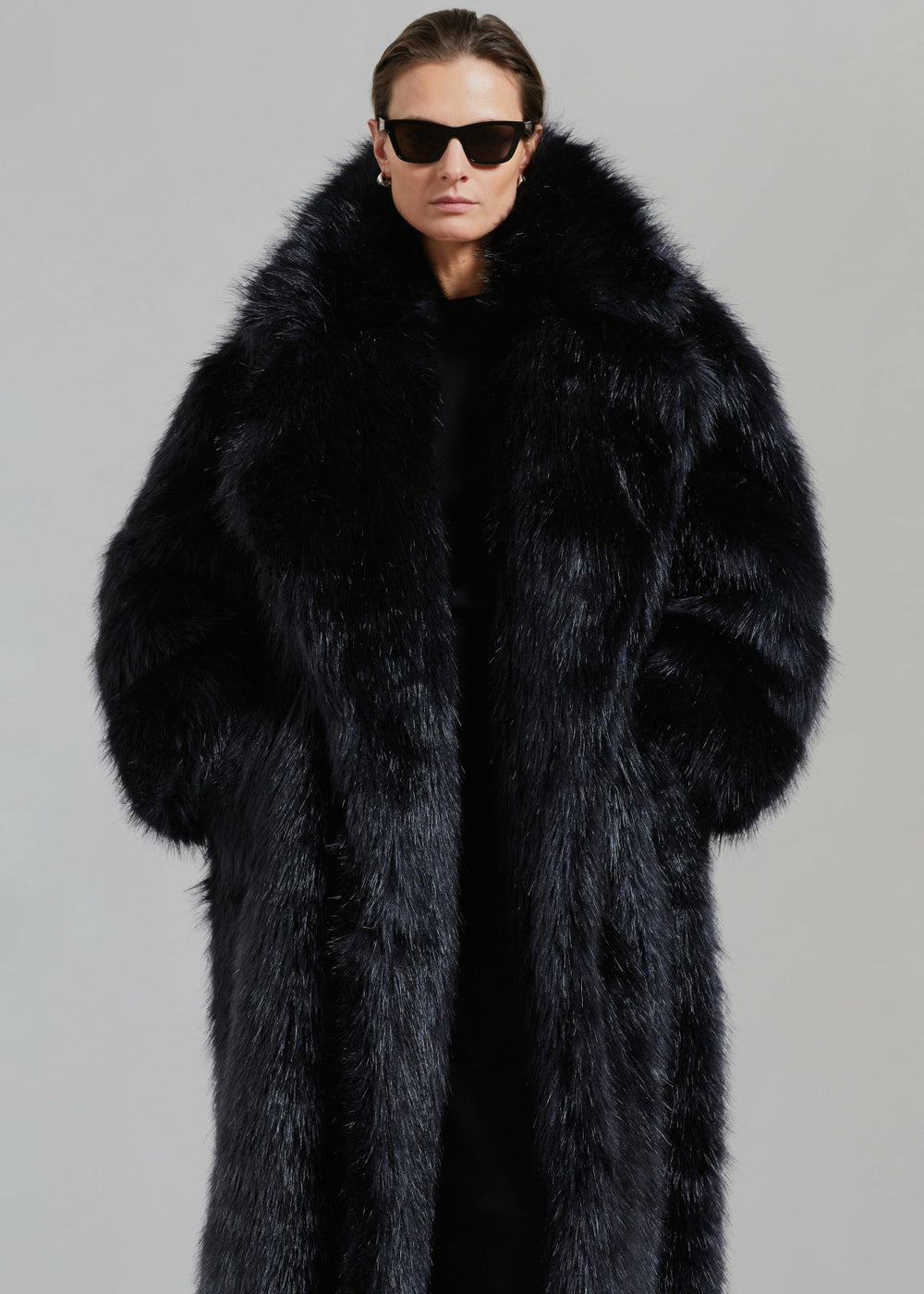 Joan Long Faux Fur Coat Black - Women