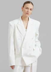 Zia Covered Buttons Blazer White - Women