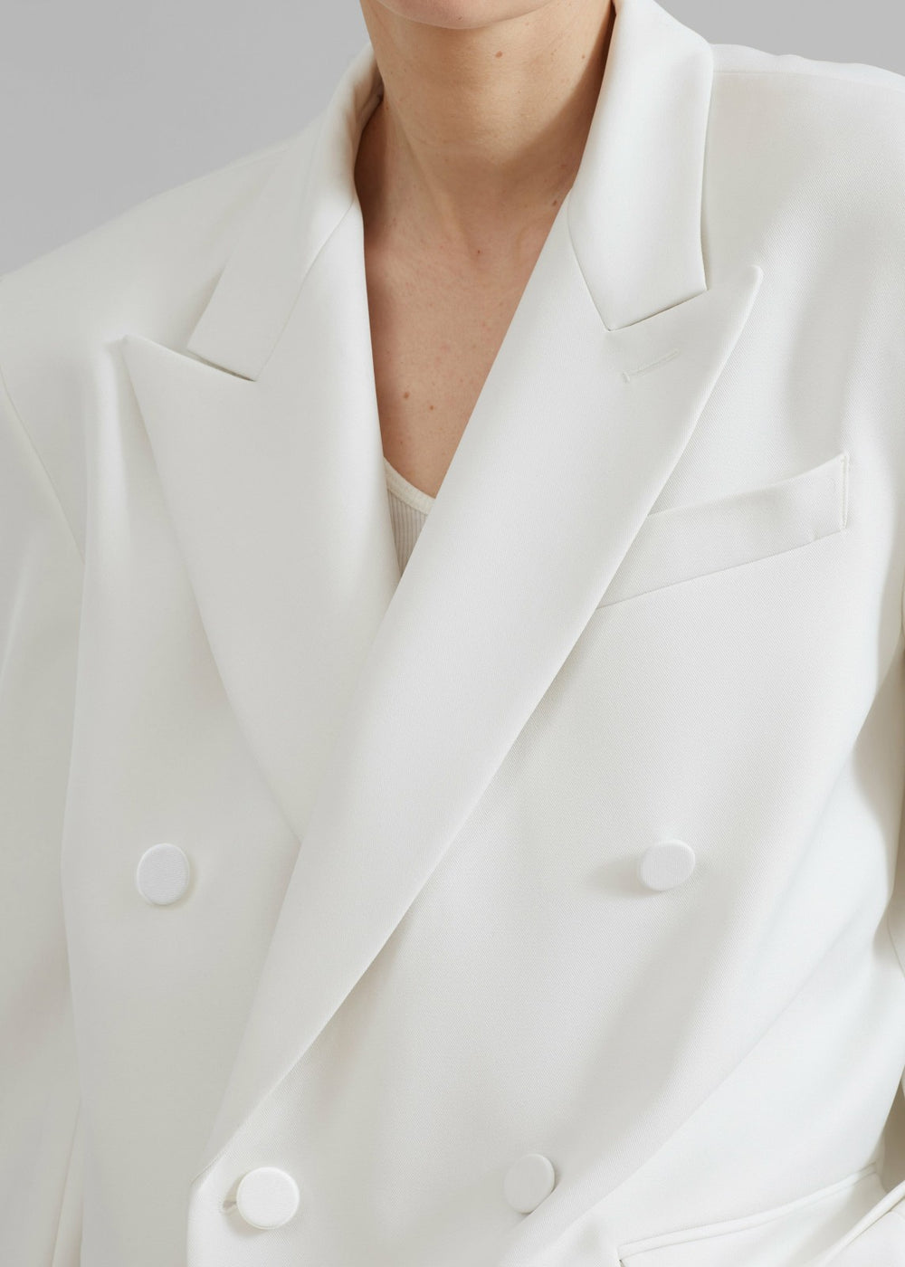 Zia Covered Buttons Blazer White - Women