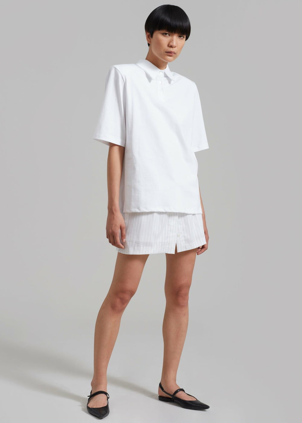 Rane Padded Shoulder Polo White - Women