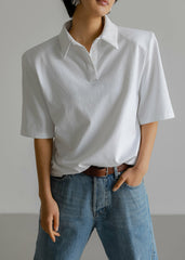Rane Padded Shoulder Polo White - Women