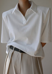 Rane Padded Shoulder Polo White - Women