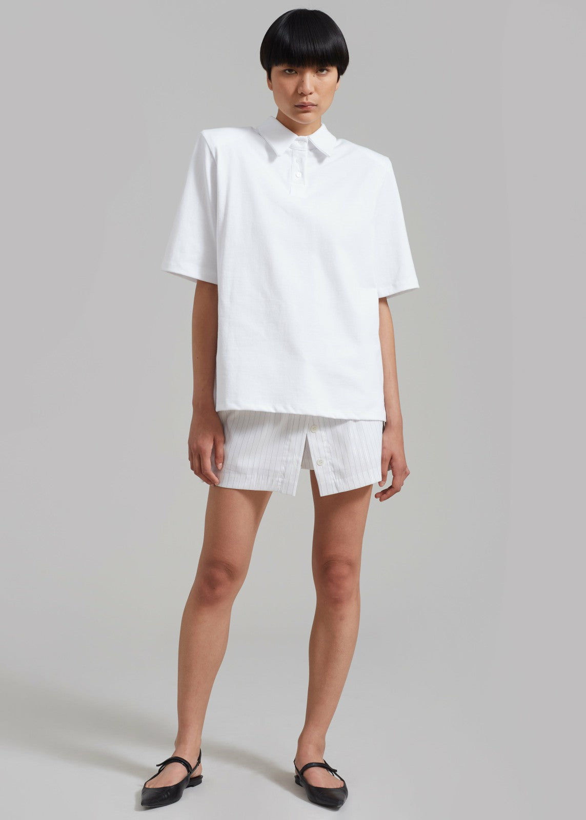 Rane Padded Shoulder Polo White - Women