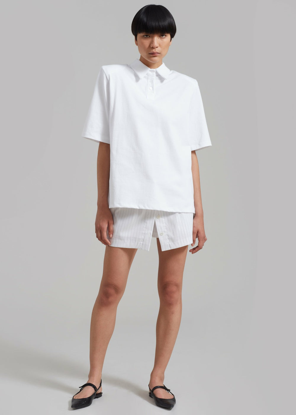 Rane Padded Shoulder Polo White - Women