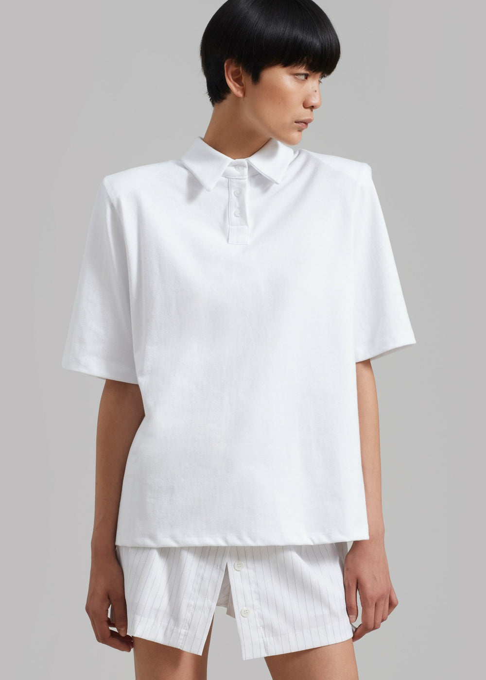 Rane Padded Shoulder Polo White - Women