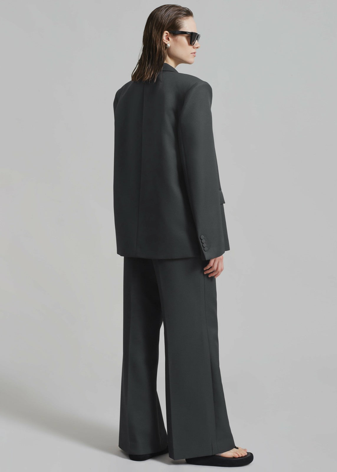 Zia Covered Buttons Blazer Charcoal - Women
