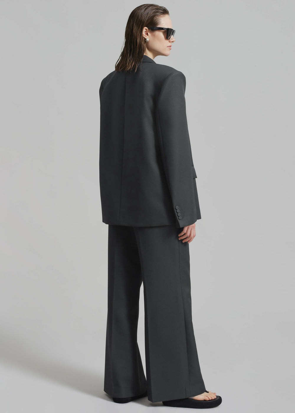 Zia Covered Buttons Blazer Charcoal - Women