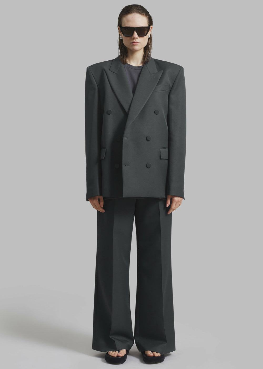 Zia Covered Buttons Blazer Charcoal - Women