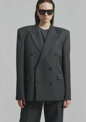 Zia Covered Buttons Blazer Charcoal - Women