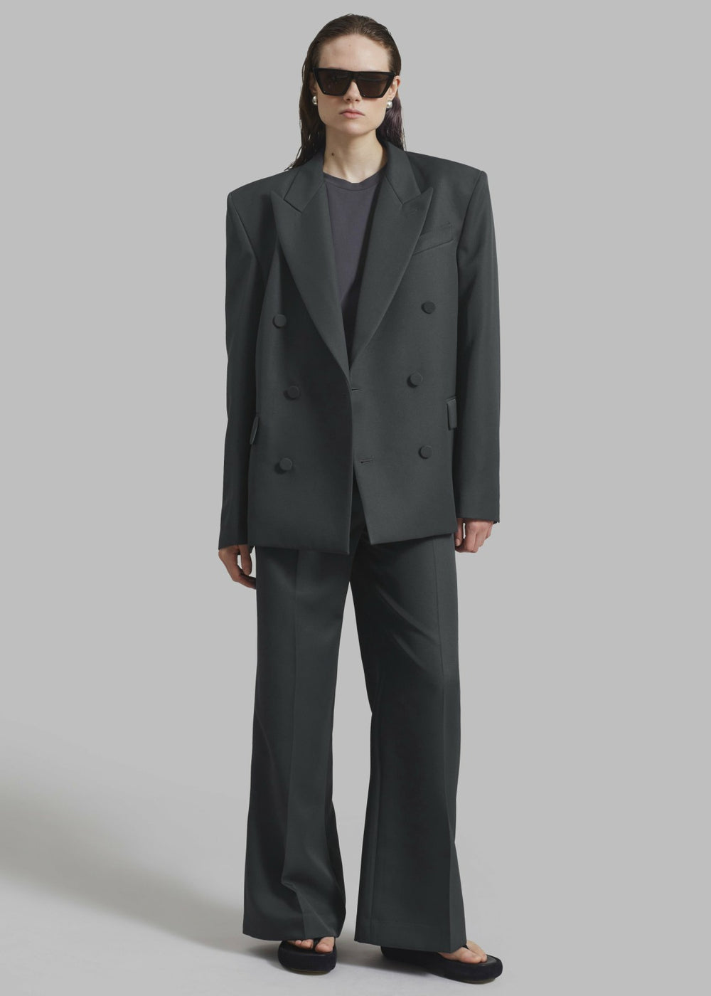 Zia Covered Buttons Blazer Charcoal - Women