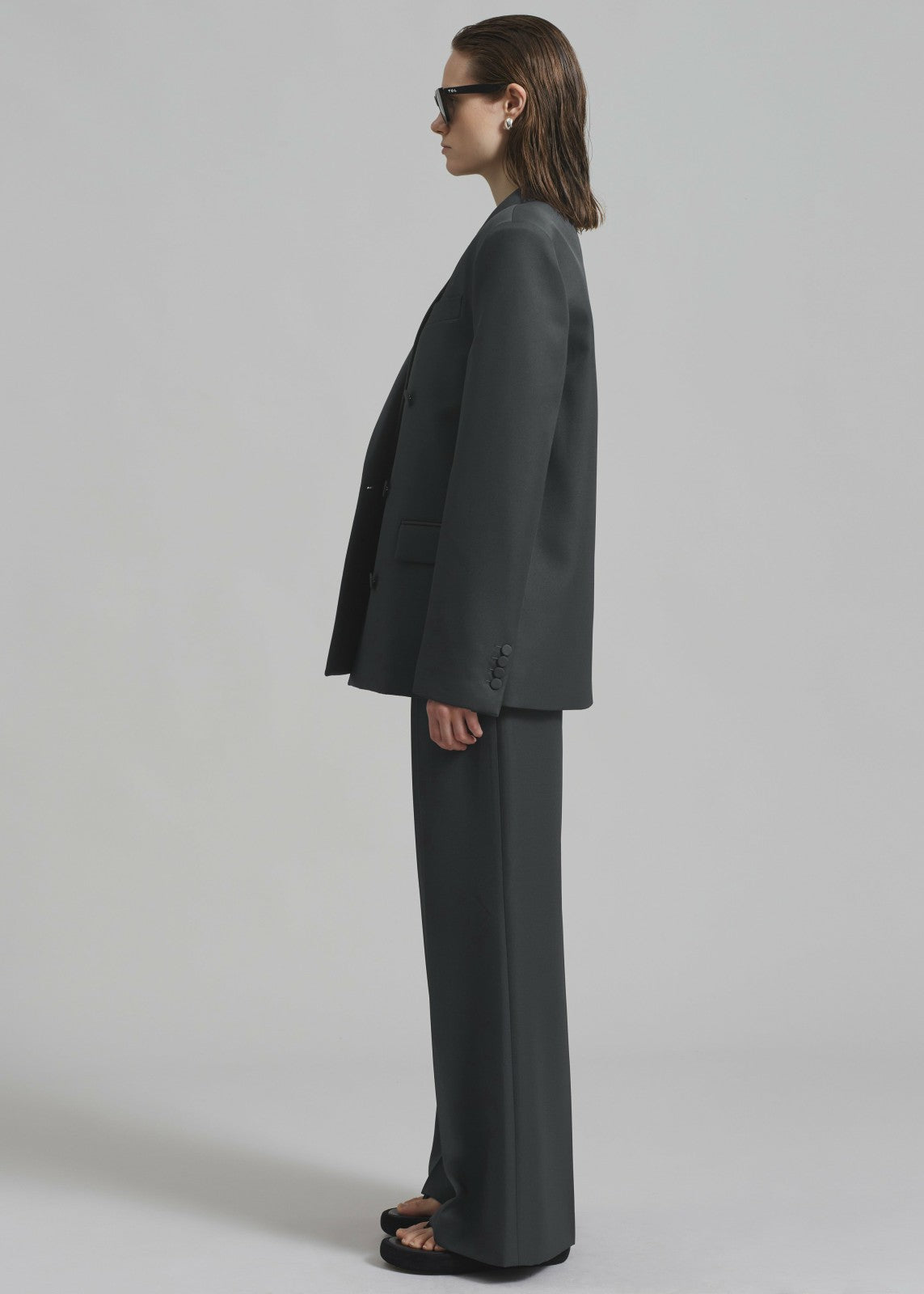 Zia Covered Buttons Blazer Charcoal - Women