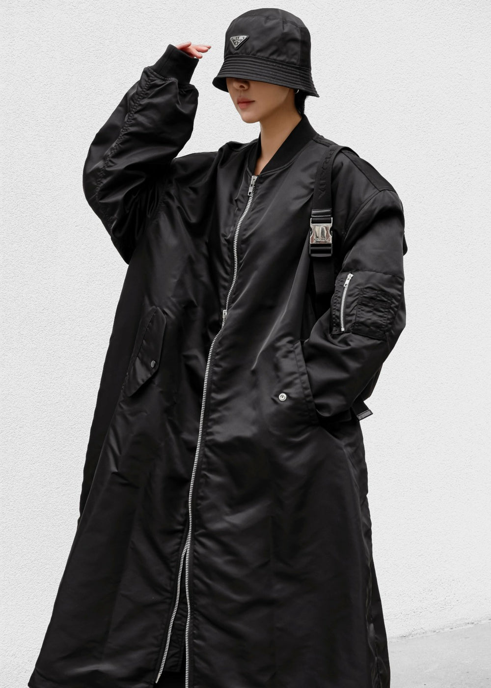 Isaac Oversized Bomber Coat Black - Women