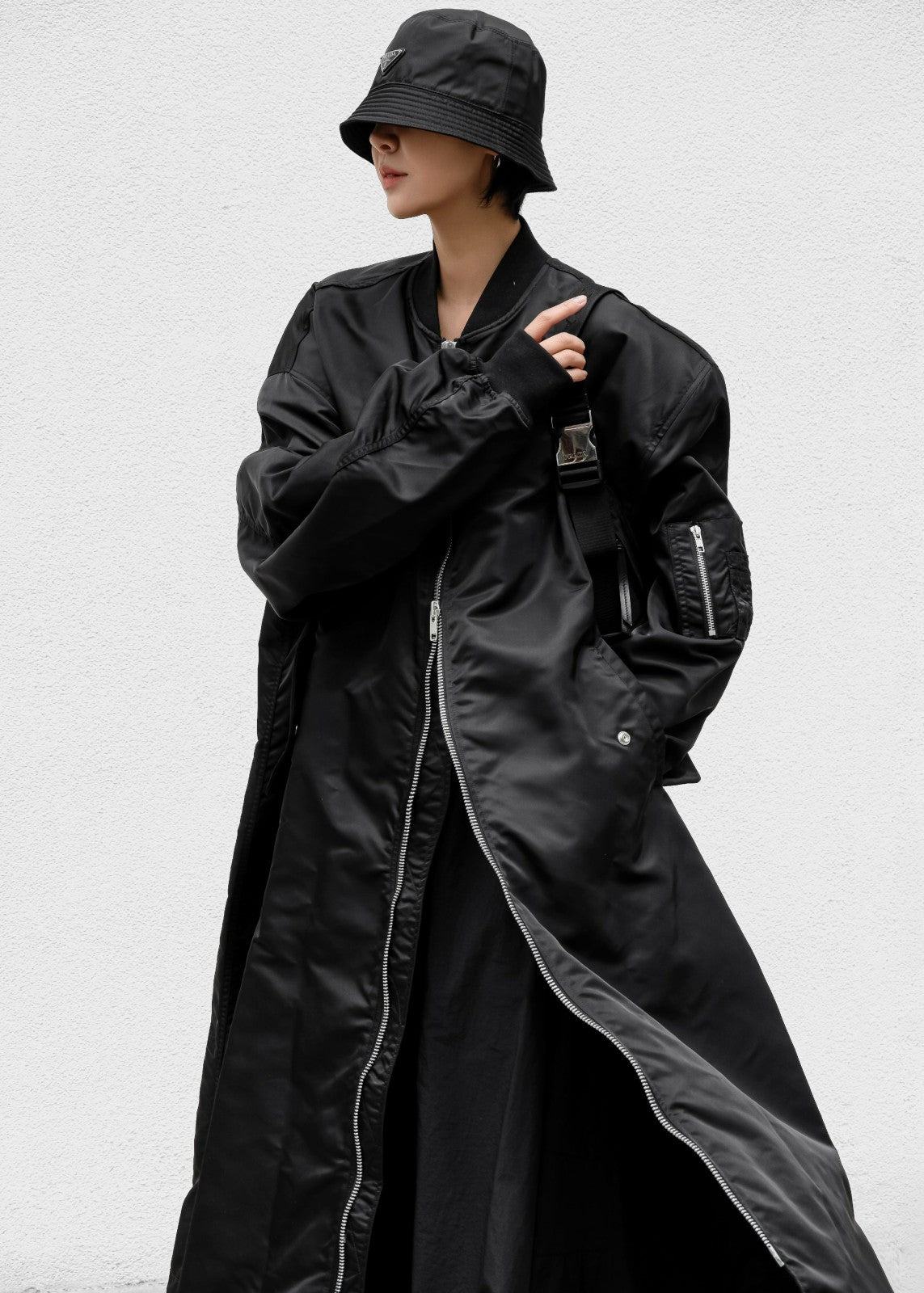 Isaac Oversized Bomber Coat Black - Women