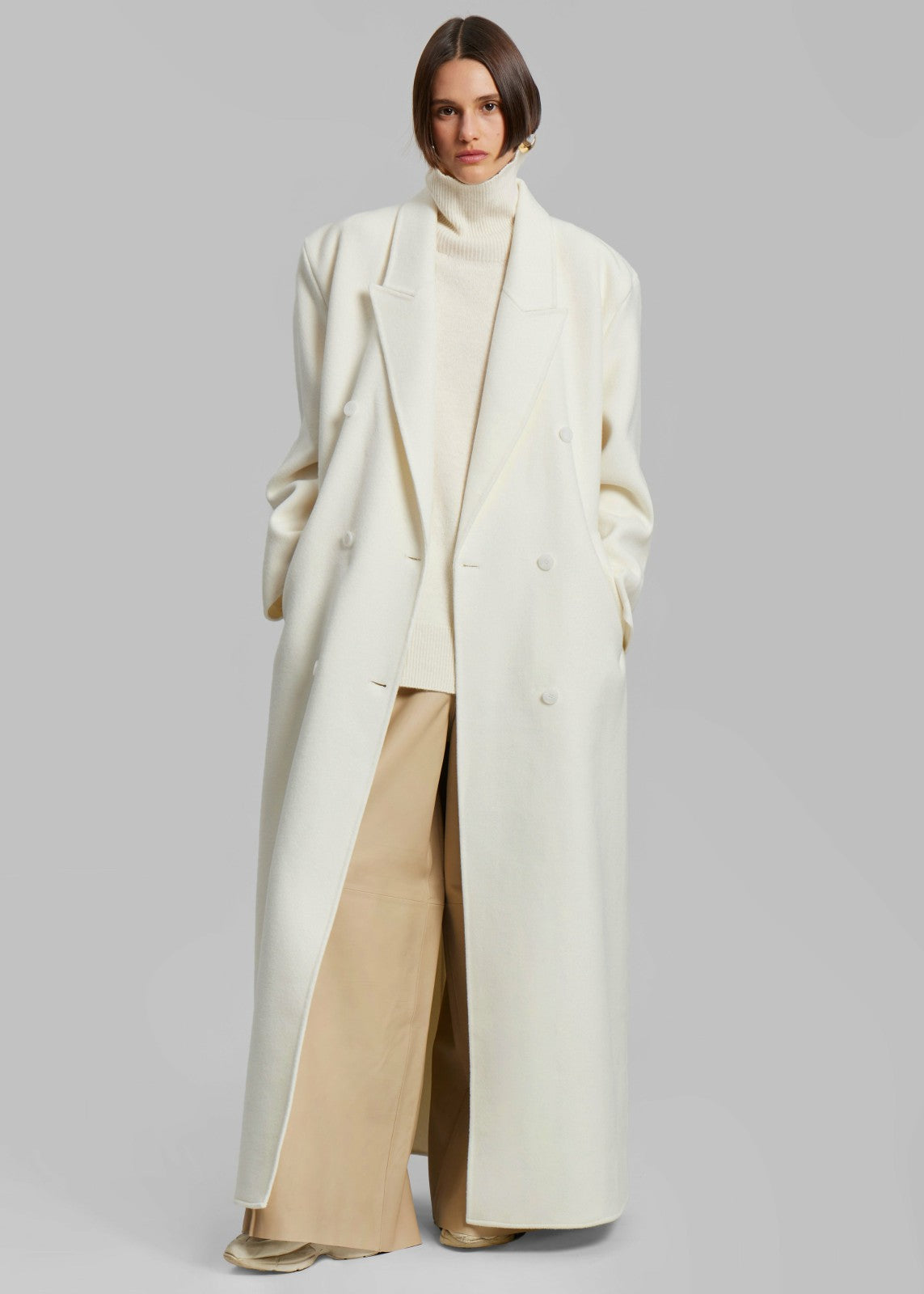 Gaia Double Breasted Coat Ivory - Women