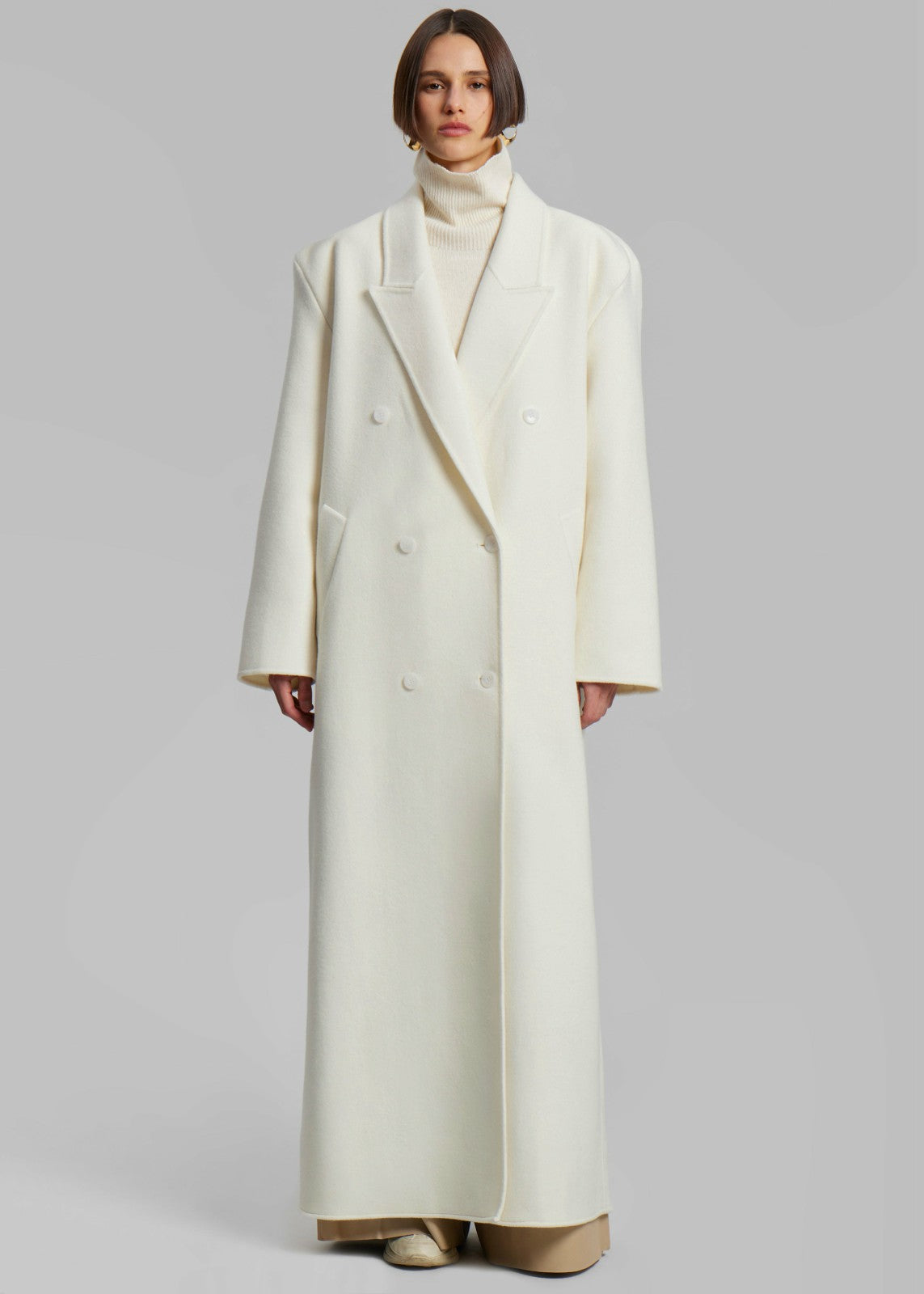 Gaia Double Breasted Coat Ivory - Women