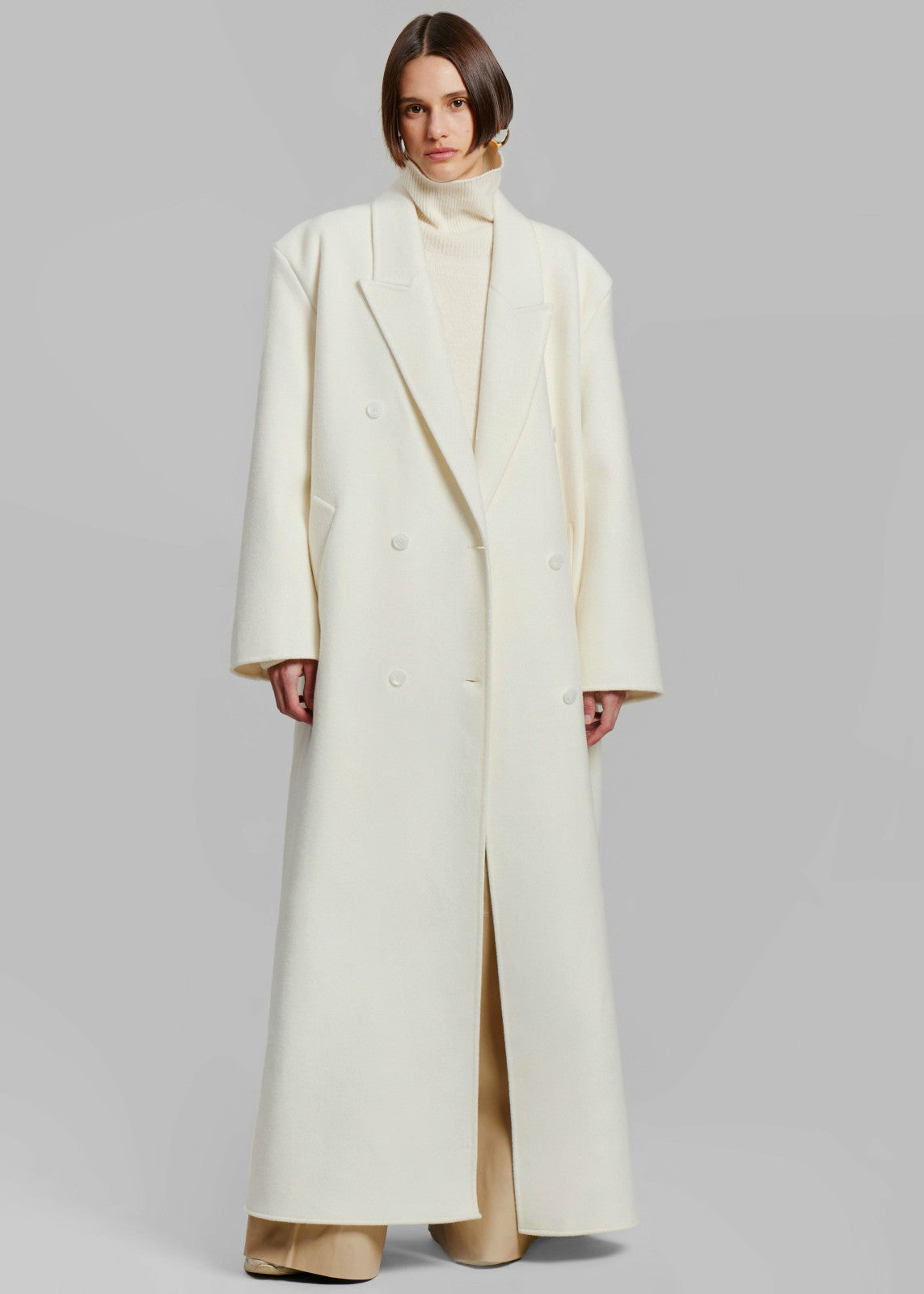 Gaia Double Breasted Coat Ivory - Women